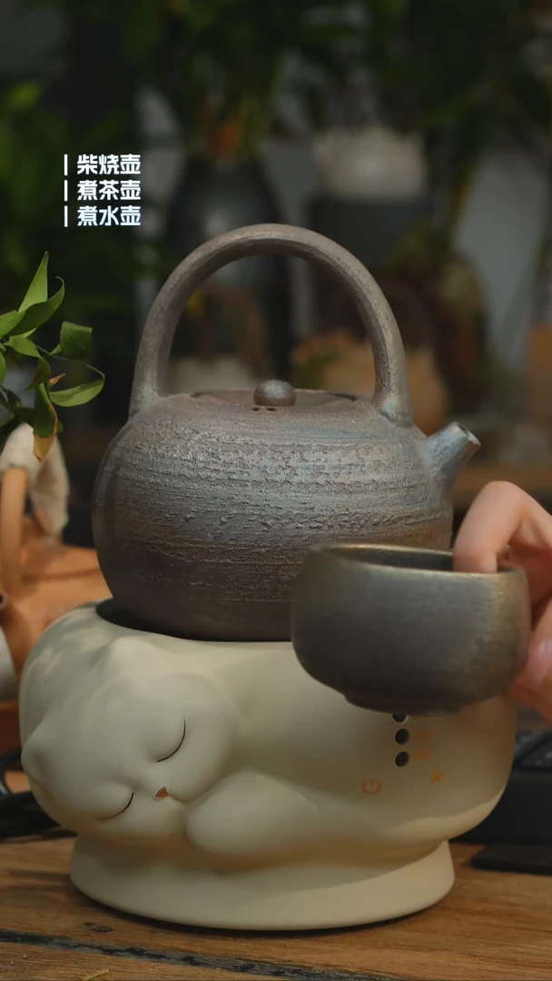 铁胎柴烧800cc 一壶一龙窑禅定杯（可备注有字无字）
