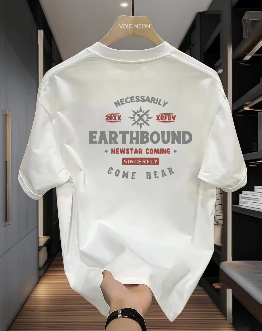 夏季圆领短袖美式休闲T恤半袖上衣可乐t恤宽松白色男装百搭夏装