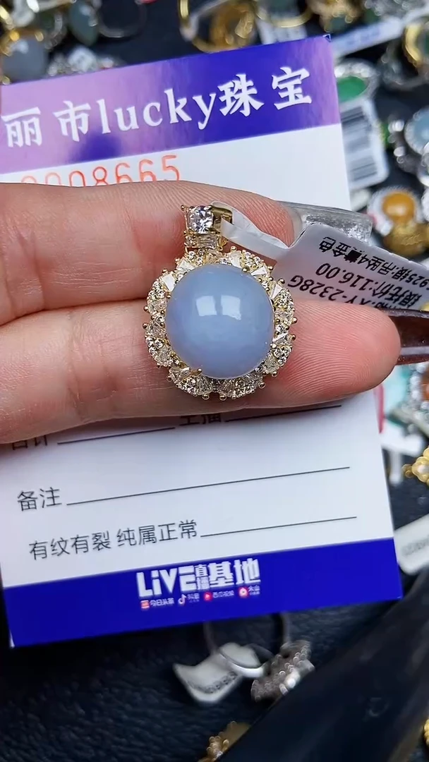 颈饰银S925镶嵌翡翠8665