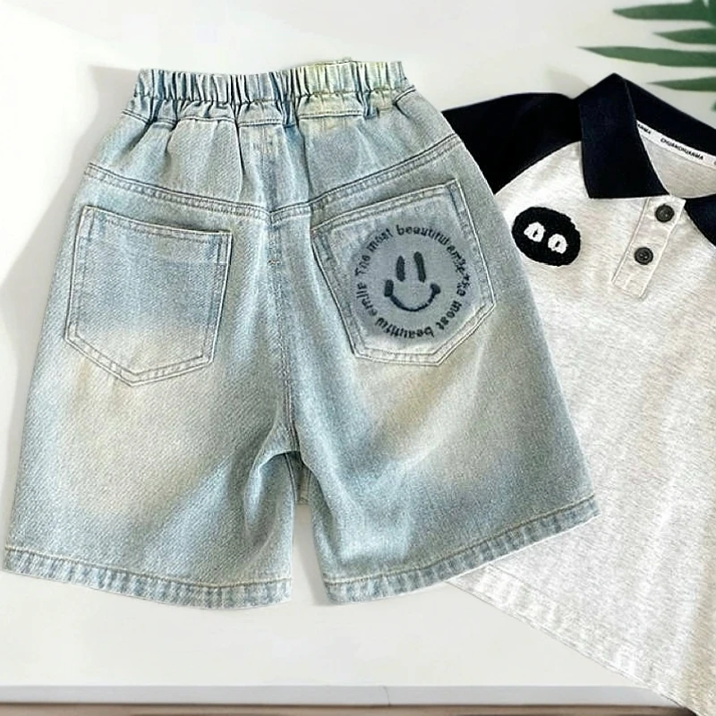 男童牛仔短裤夏季薄款2025新款中小童韩版直筒五分裤宝宝洋气中裤