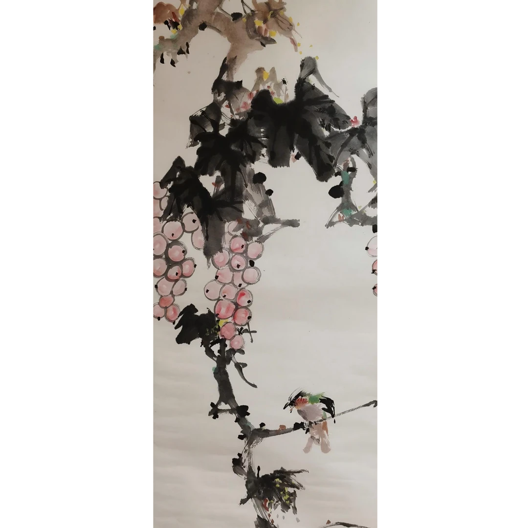 【辽拍】V250709-2-773 《花鸟》（4.4平尺)  纸本镜片 yy0103t