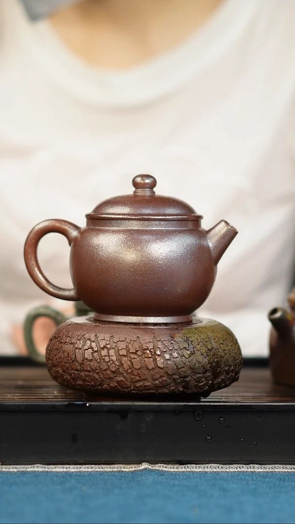 茶壶紫砂柴烧紫砂紫泥巨轮200cc