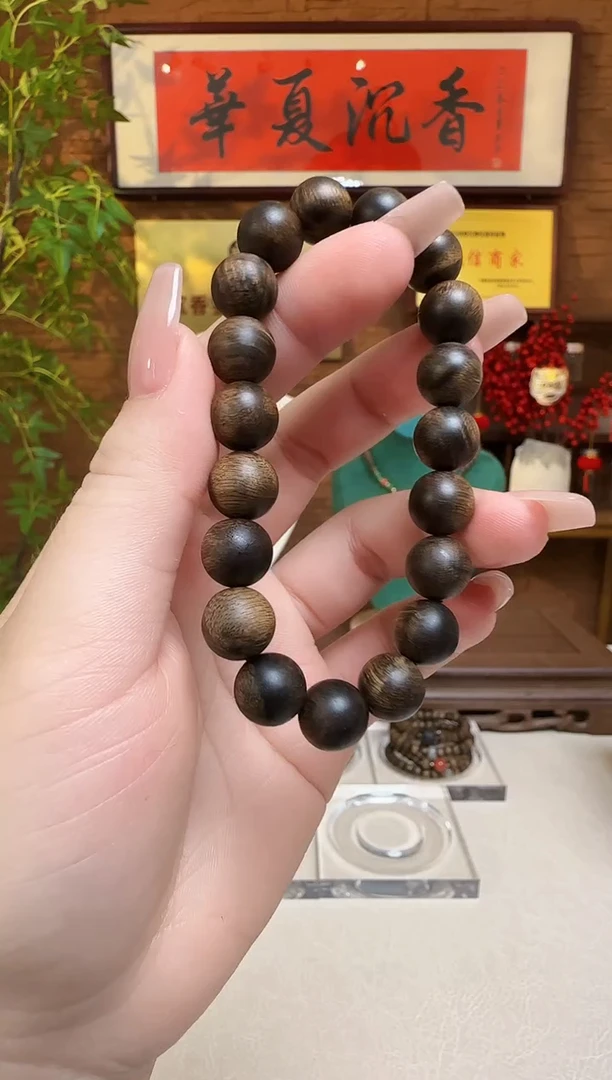 手串沉香木越南芽庄白棋楠留疤1.0玉化沉水沉香单圈