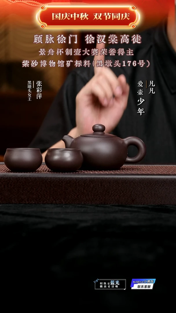 茶壶紫砂ZCP张彩萍206 卡盖芙蓉珠 黑墩头250cc