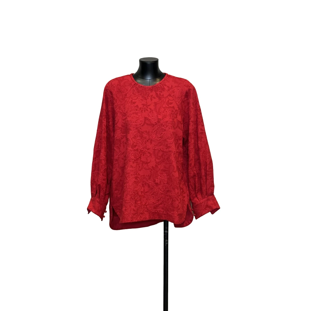 女装「利琪高订」国风新中式气质百搭时尚轻奢亚麻红色衬衫A7169