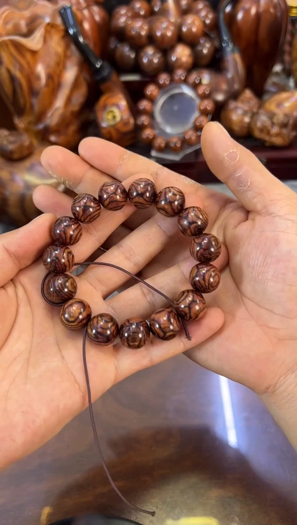 【闪购商品】黄花梨/降香黄檀手串/手链海南黄花梨1.5叉纹对眼手串