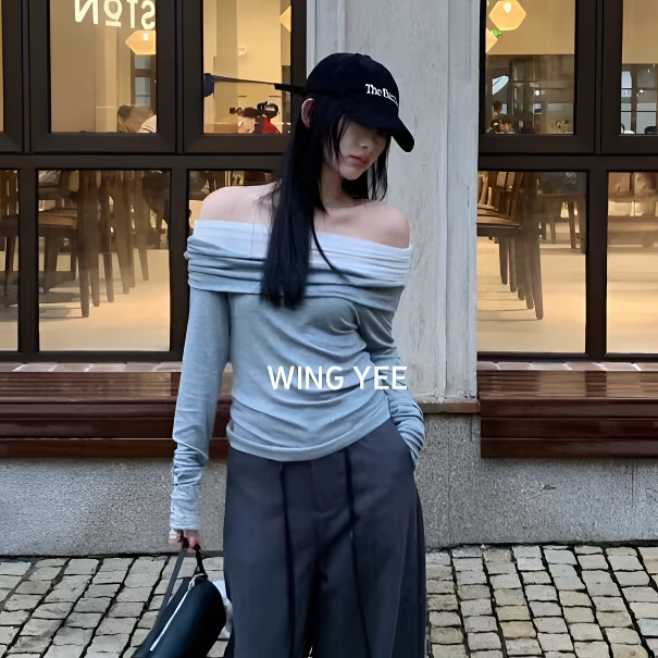 点点家女装常规套头纯欲风抽绳长袖打底衫宽松小众休闲蕾丝羊毛衫