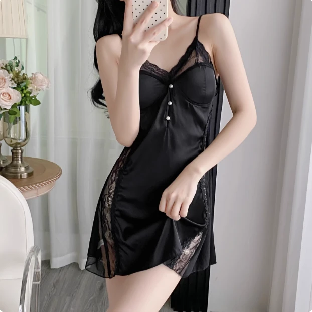 黑鸦片*睡衣女款性感2025新款蕾丝吊带睡裙夏纯欲风高级感家居服
