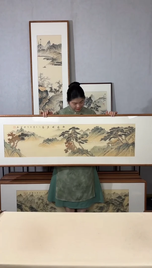 国画手绘*松风雅居图52*172cm带框发货