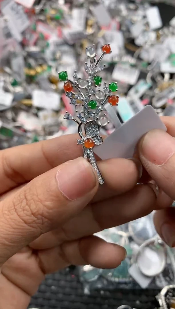 银S925镶嵌戒指翡翠11              10