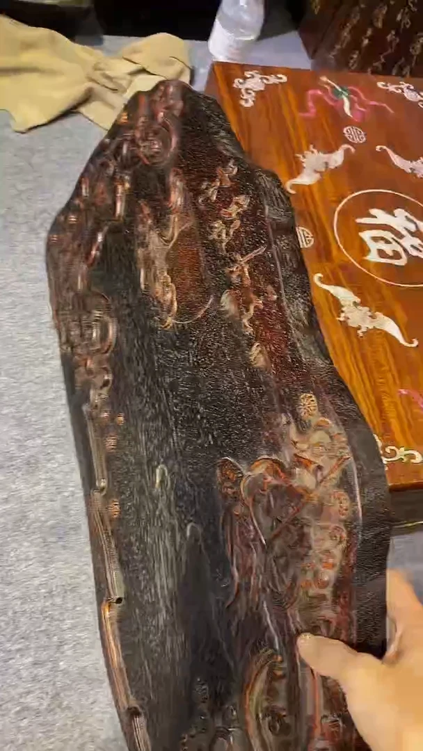 木紫檀雕刻板一物一拍