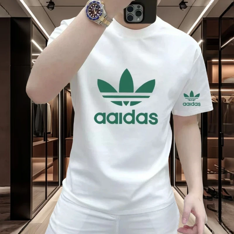 2025夏季新款凉感T恤男潮牌时尚休闲百搭圆领印花短袖T