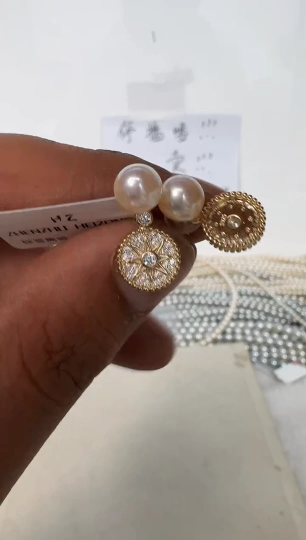 银S925镶嵌耳饰海水珍珠耳钉