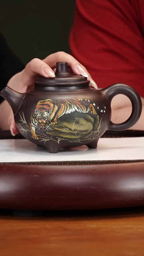 茶壶紫砂77YXM三足鼎立 老紫泥500cc