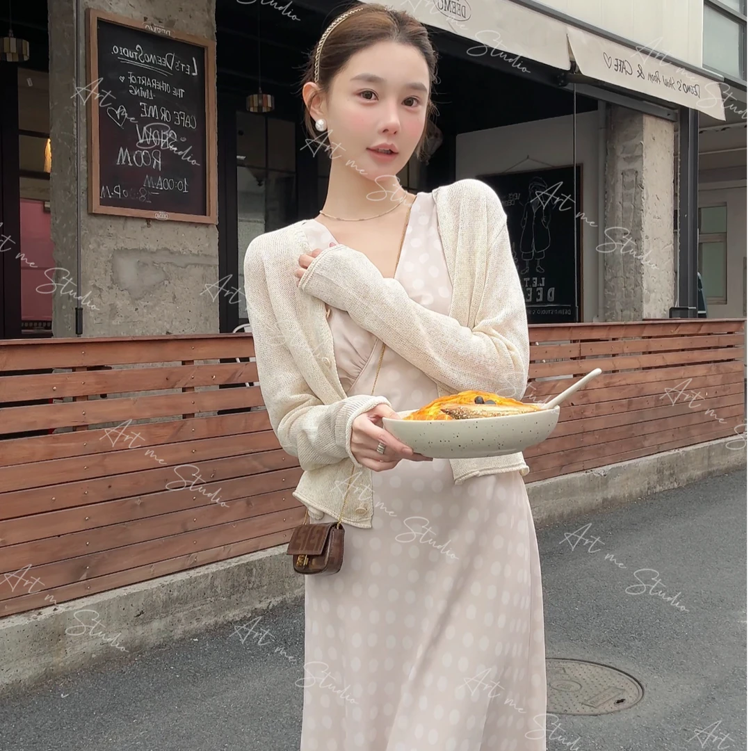 Artme瓜瓜【波点法式斜裁无袖纸片感纯欲连衣裙】w1424l2