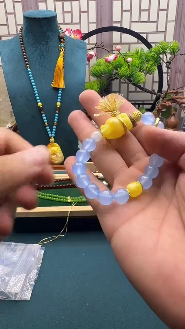 海蓝宝石颈饰14K金镶嵌qw45