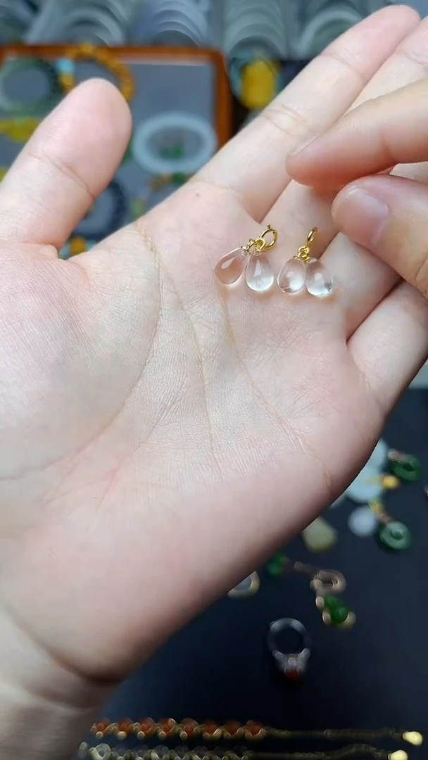 颈饰银S925镶嵌水晶肉*小水滴 06