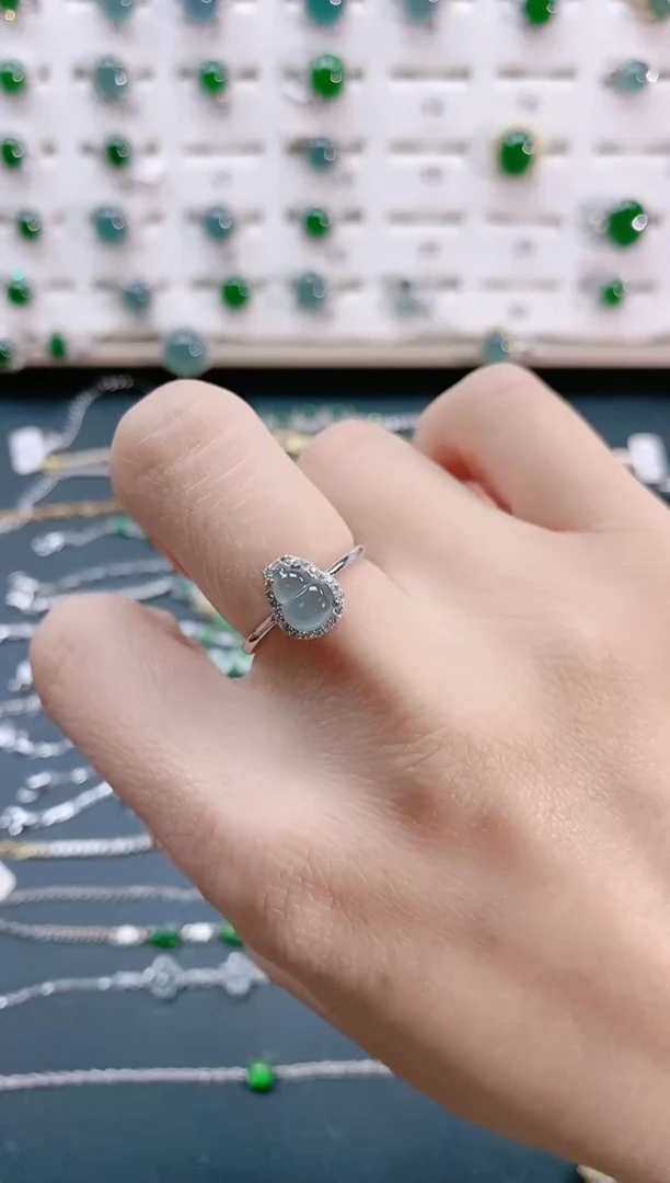 【闪购商品】翡翠戒指银S925镶嵌天然翡翠