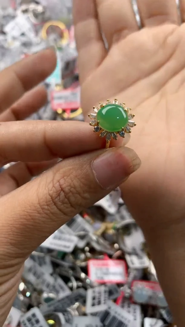 银S925镶嵌戒指翡翠181818----6