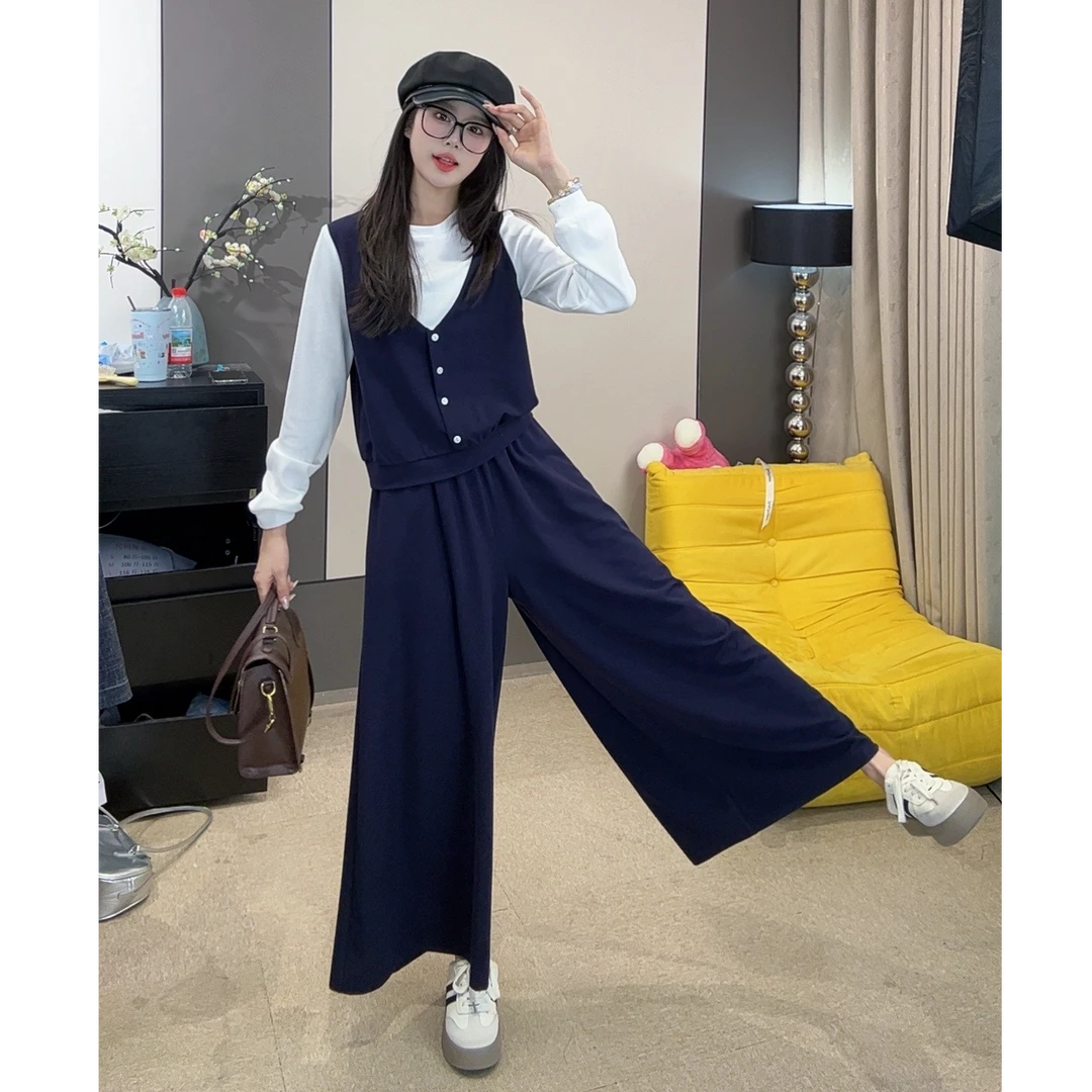 【秋天第一款套装】假两件针织套装减龄显瘦气质时尚复古法式收腰