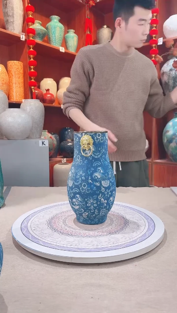 【闪购商品】瓶陶瓷花瓶 无花 微瑕蝶恋花青花带环