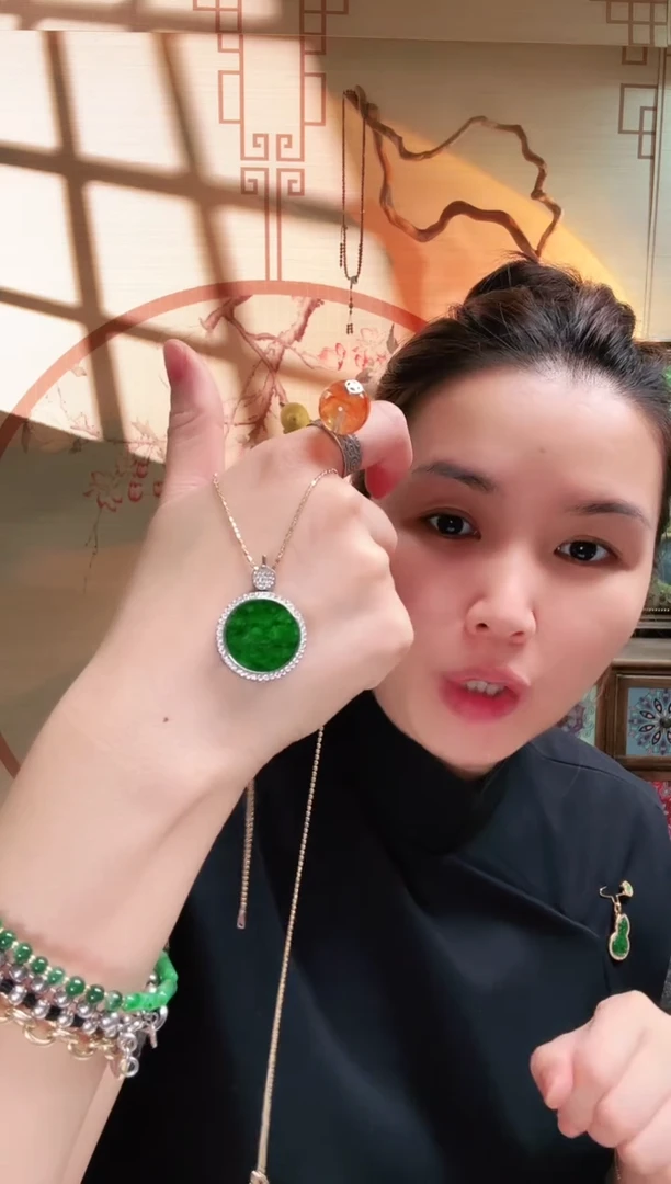 吊坠(不含链)银S925镶嵌翡翠吊坠