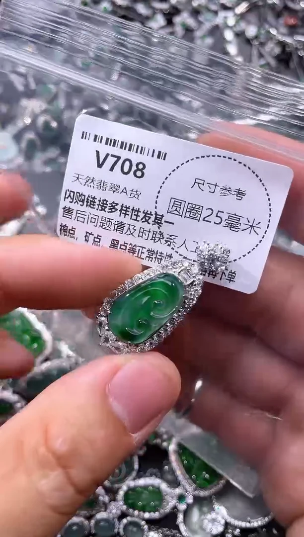 翡翠未镶嵌颈饰V708吊坠
