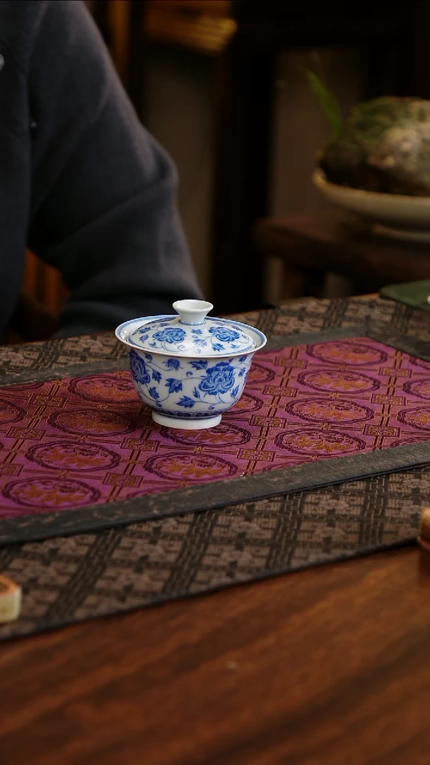 【闪购商品】杯子青源器语花卉牡丹小盖碗