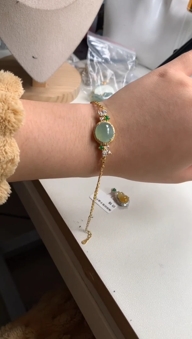 银S925镶嵌戒指翡翠手链1