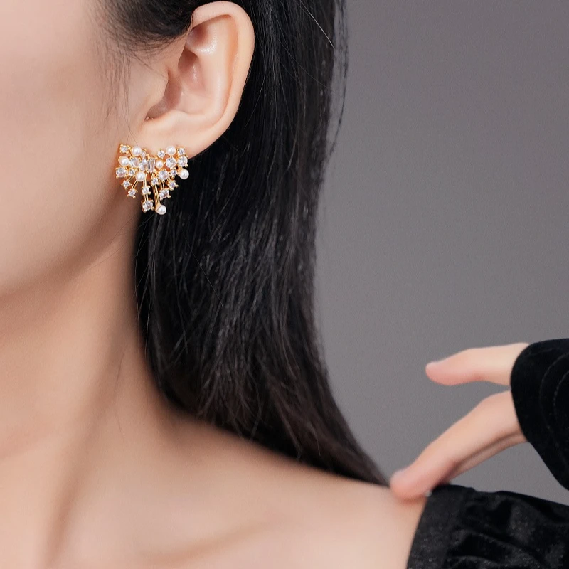 铜合金耳饰 925银针轻奢高级感气质大气星云璀璨耳环独特精致秋冬