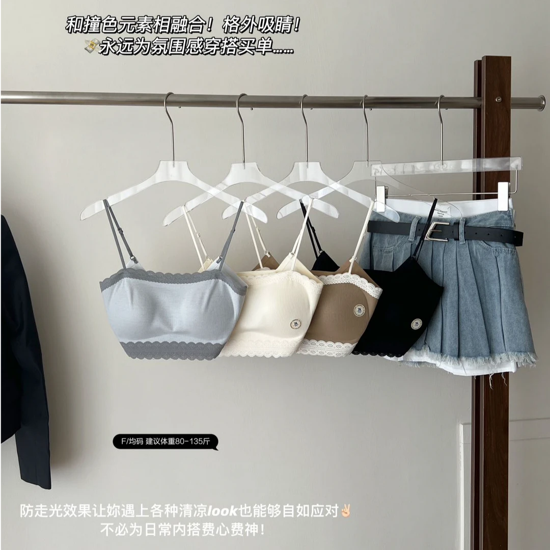 【美背】G3576蕾丝螺纹短款美背蕾丝吊带夏季背心内衣内搭打底设计