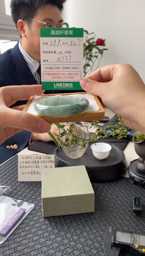 未镶嵌手镯翡翠B733 圈口52.7