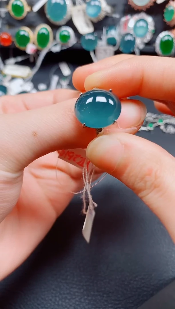 银S925镶嵌戒指翡翠翡翠