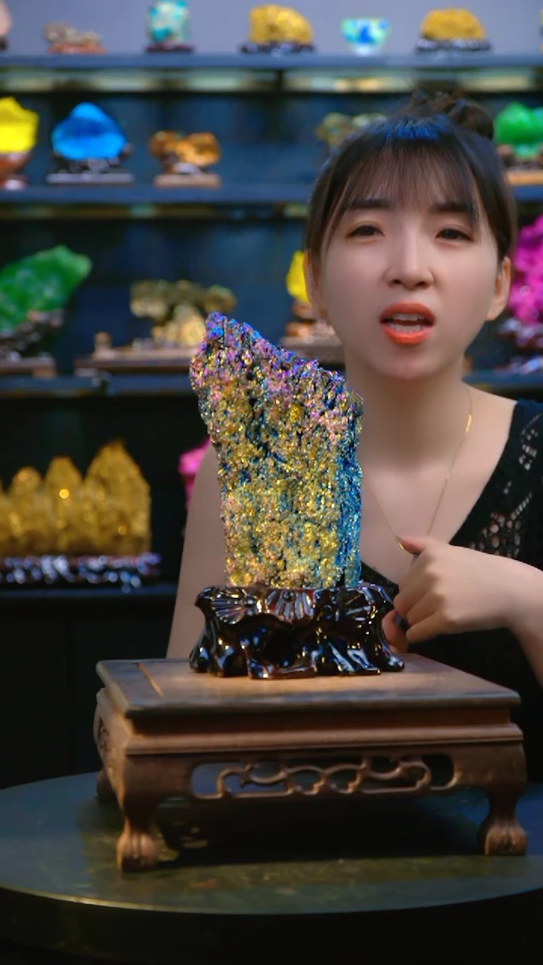 石材精品斑铜矿，矿物晶体摆件
