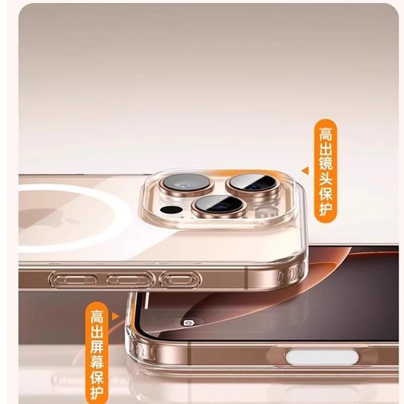 亚克力透明磁吸适用于苹果系列相机按键手机壳防摔简约高级感