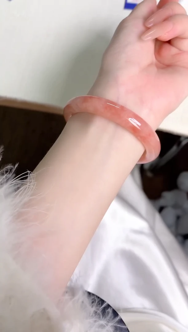 未镶嵌手镯石英质玉桃花酿142-圈口55.4-236