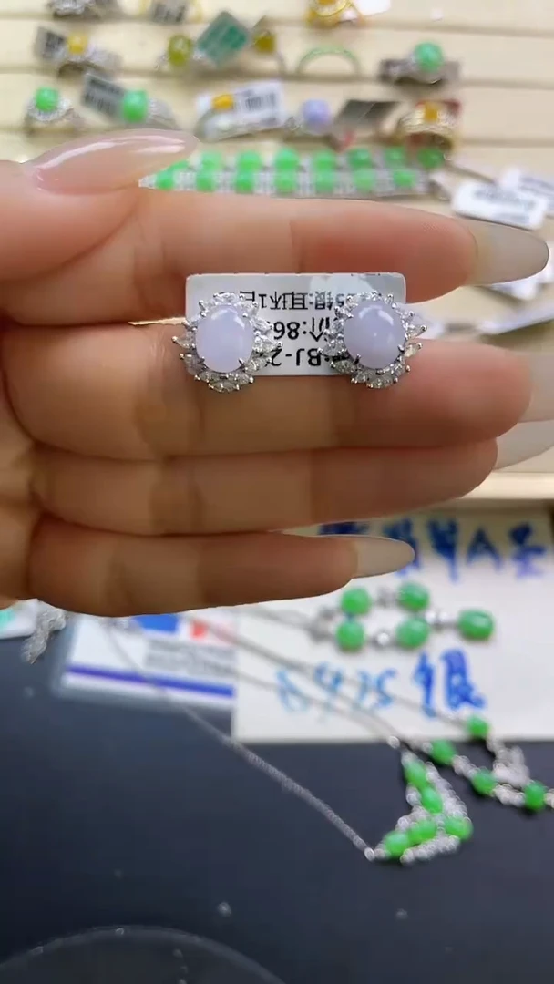 银S925镶嵌戒指翡翠翡翠 蛋面 银S925镶嵌