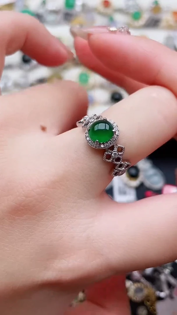 银S925镶嵌戒指翡翠56