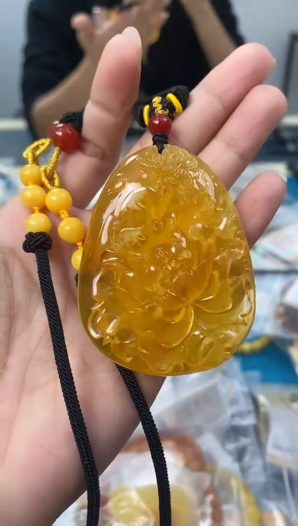 【闪购商品】琥珀裸石未镶嵌天然琥珀蜜蜡牡丹花