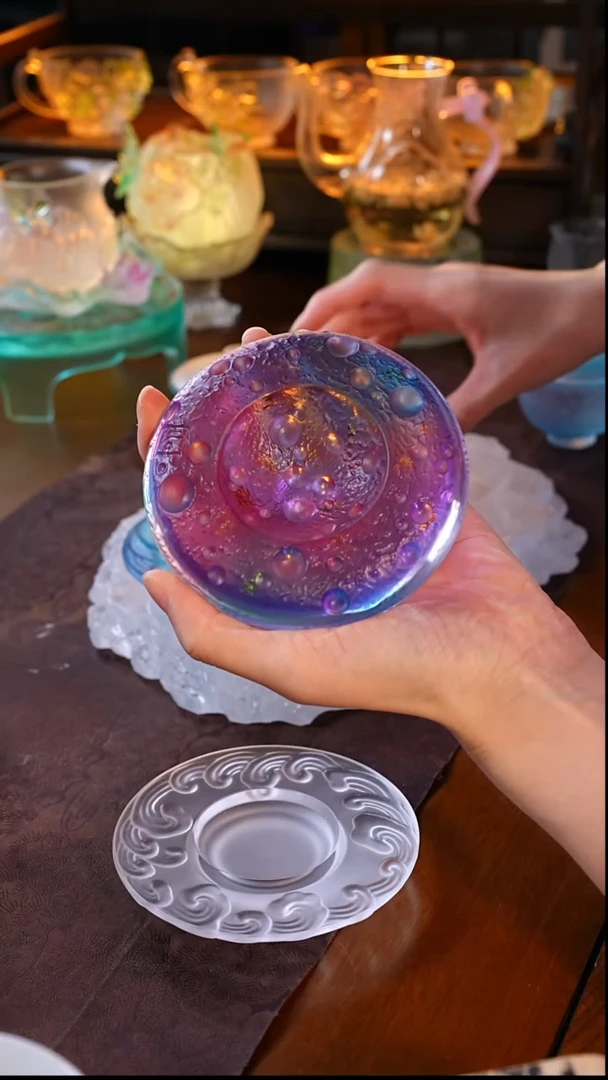 手工艺品琉璃星愿杯托1只