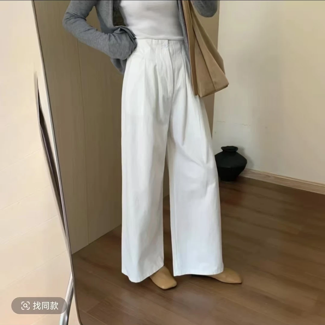 [现货+运费险]2025夏季新款阔腿裤休闲裤纯棉韩版百搭直筒显瘦