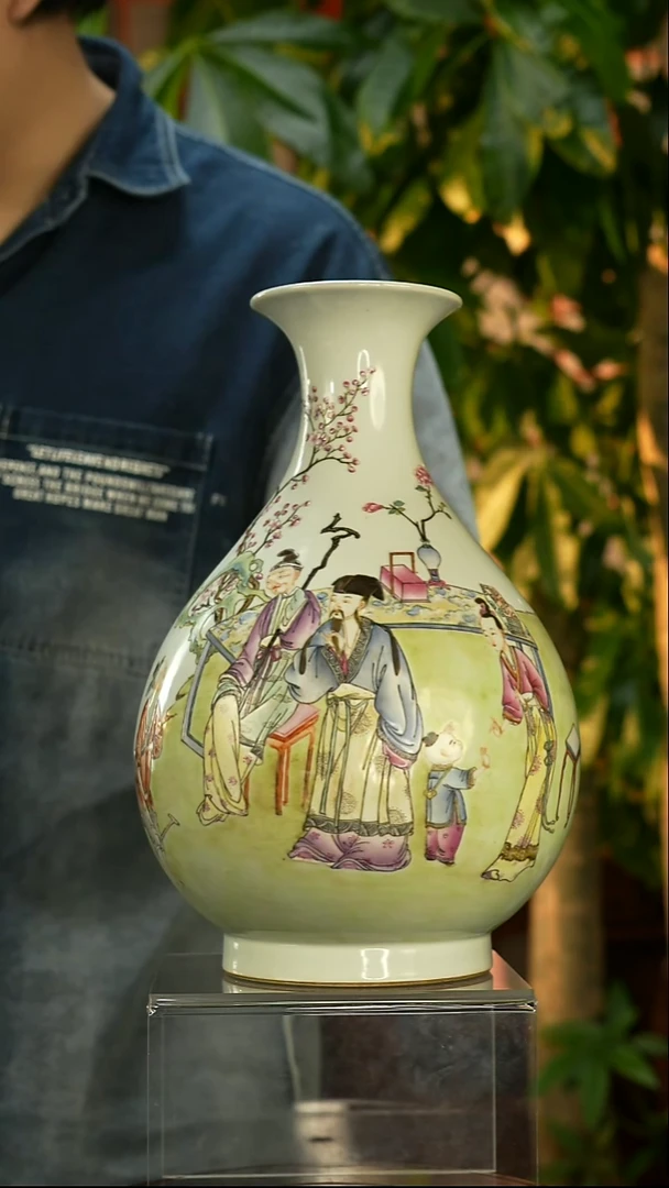 无春**雨粉彩人物故事玉壶春瓶