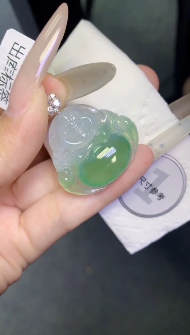 颈饰18K金镶嵌翡翠天然缅甸翡翠A货百元以上9元证书费自理