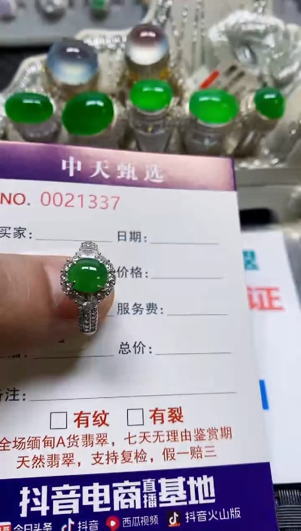 银S925镶嵌戒指翡翠/1337