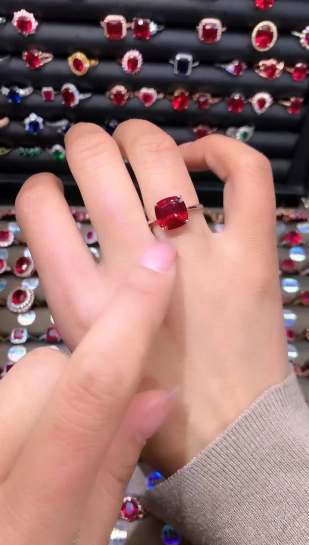 【闪购商品】红宝石戒指银S925镶嵌10正白
