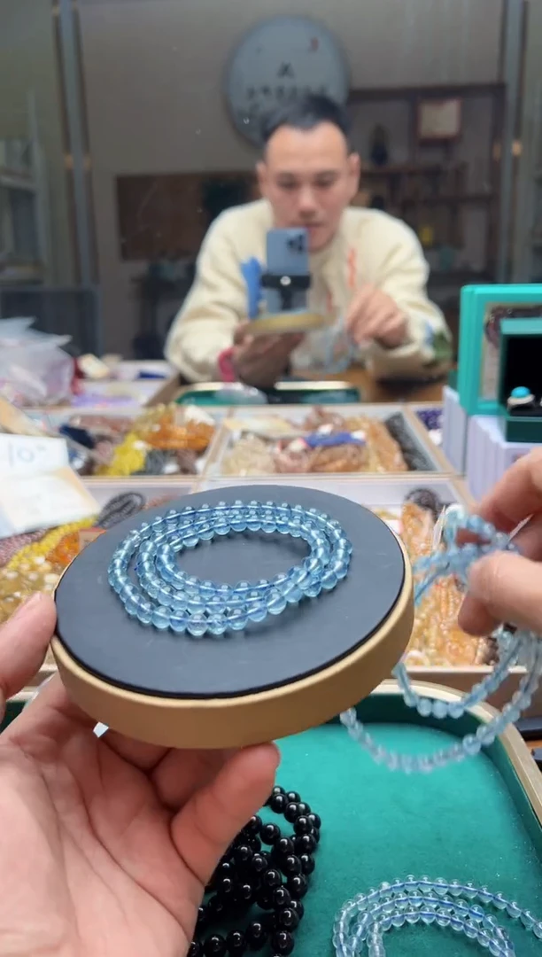 合成欧泊未镶嵌海蓝宝多圈6mm 002