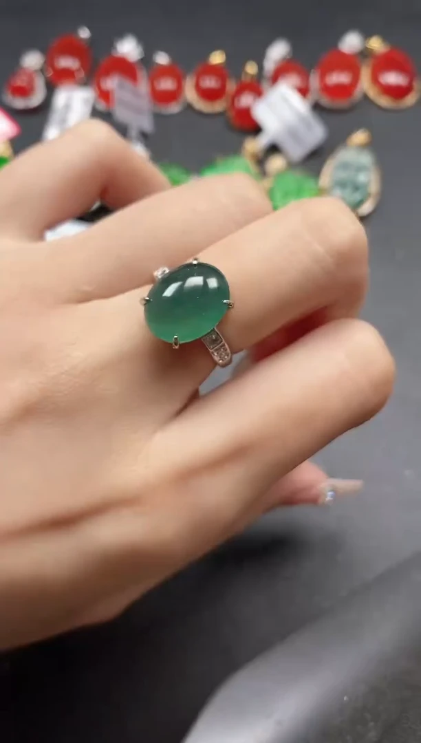 银S925镶嵌戒指翡翠51511