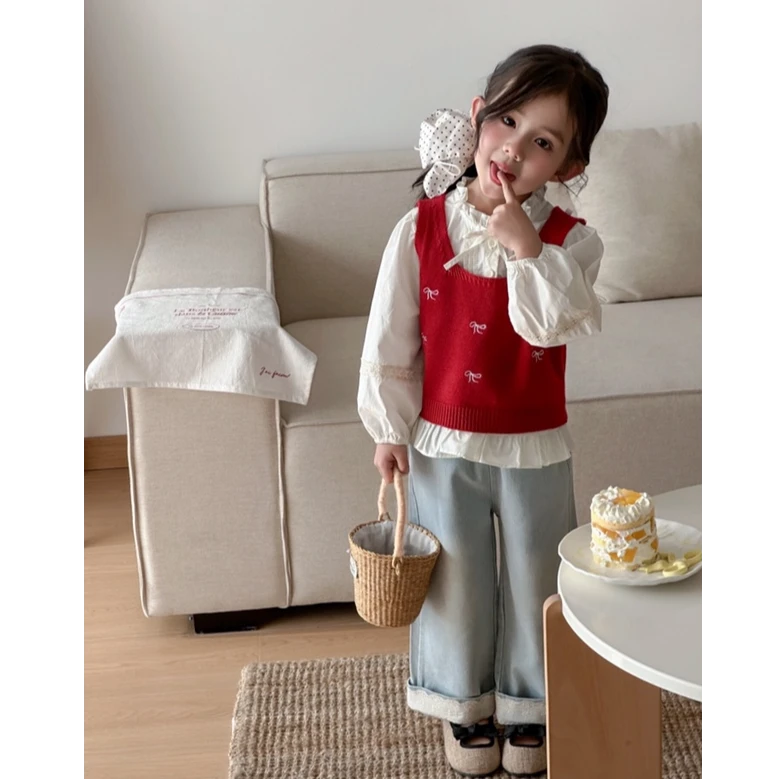 2025春款女童针织套装洋气外穿女宝韩版外穿儿童学院风无袖打底