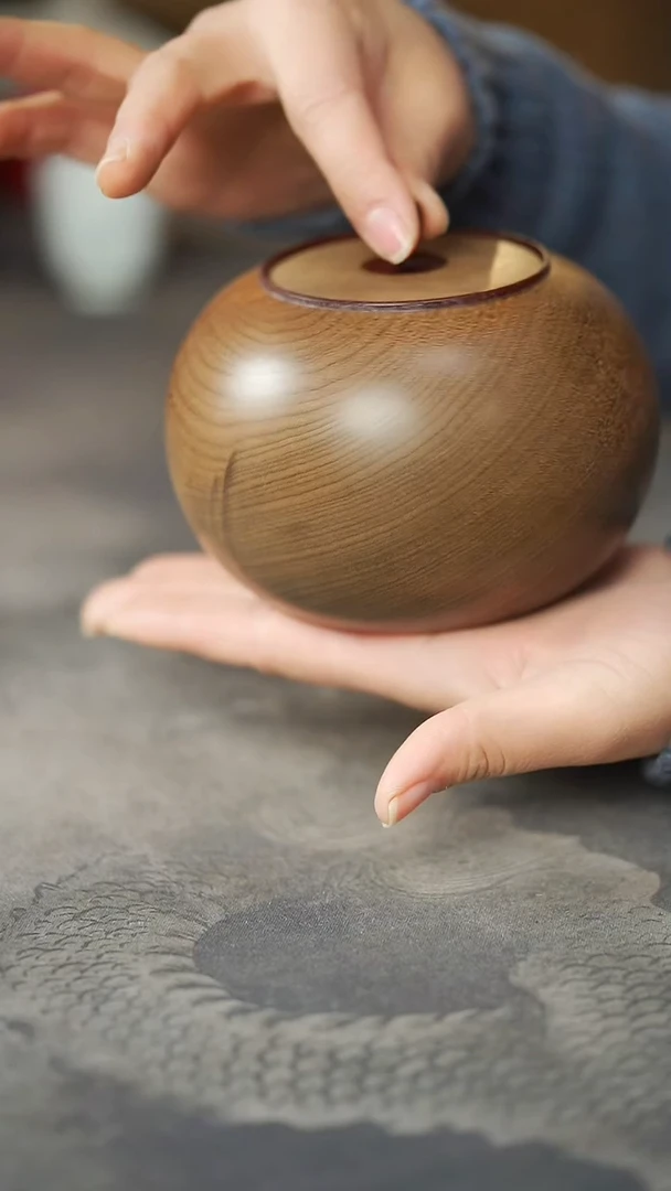 金丝楠原木精工茶仓醒茶罐微瑕