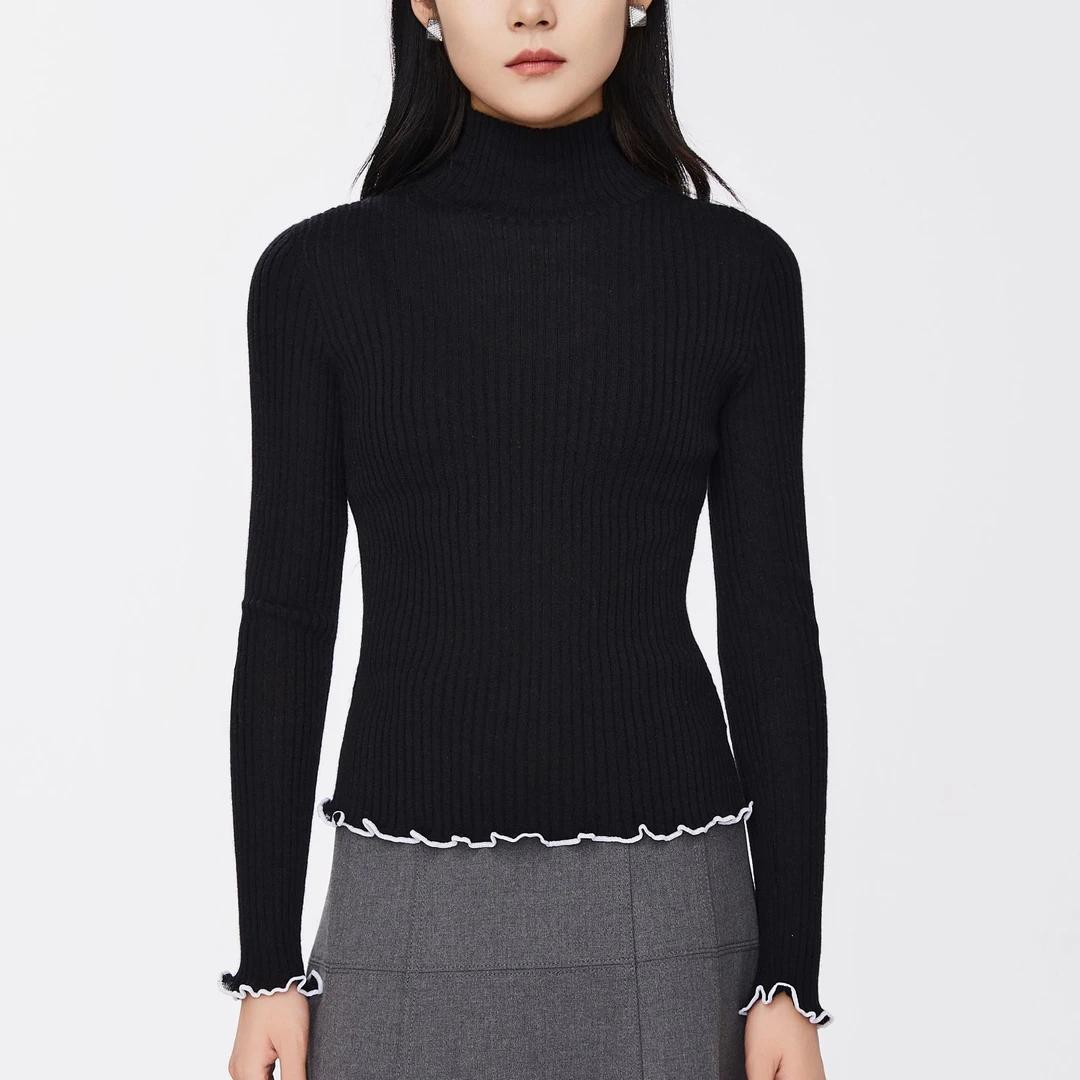 AMASS/阿玛施冬季半高领花边毛衣烟管领打底保暖针织衫5399651